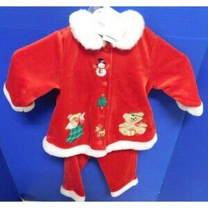 7/1121 Starting Out 12 Months Red and White Christmas Suit